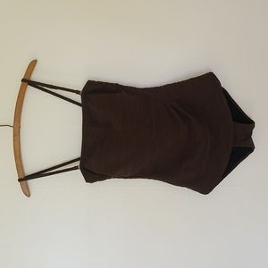 GOTTEX vintage brown textured modest retro one piece swimsuit size M